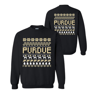 Purdue University Boilermakers Holiday Sweater Crewneck Sweatshirt - Black