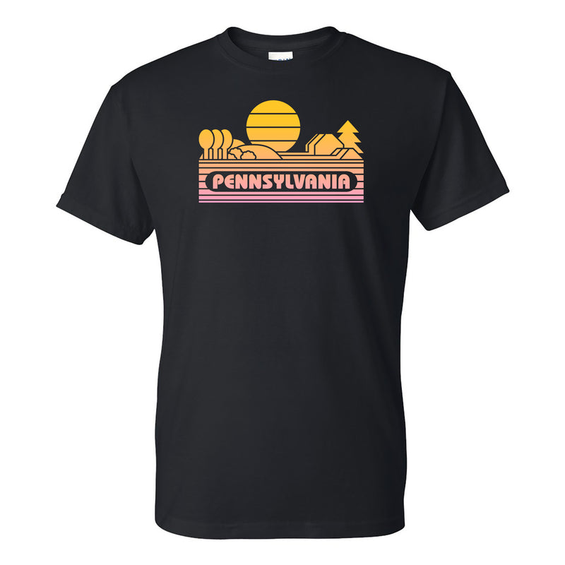 Pennsylvania Groovy Sunset T-Shirt - Black