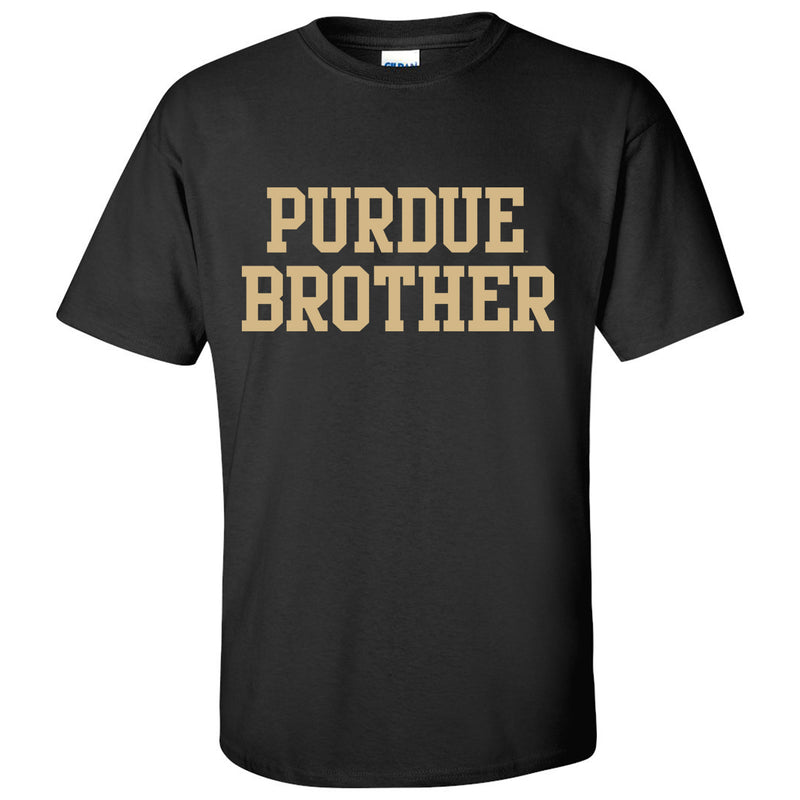 Purdue University Boilermakers Basic Block Brother Basic Cotton Short Sleeve T Shirt - Black