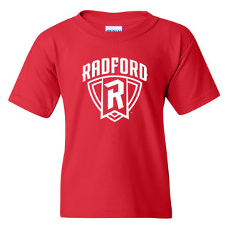 Radford University Highlanders Arch Logo Basic Cotton Short Sleeve Youth T Shirt - Red