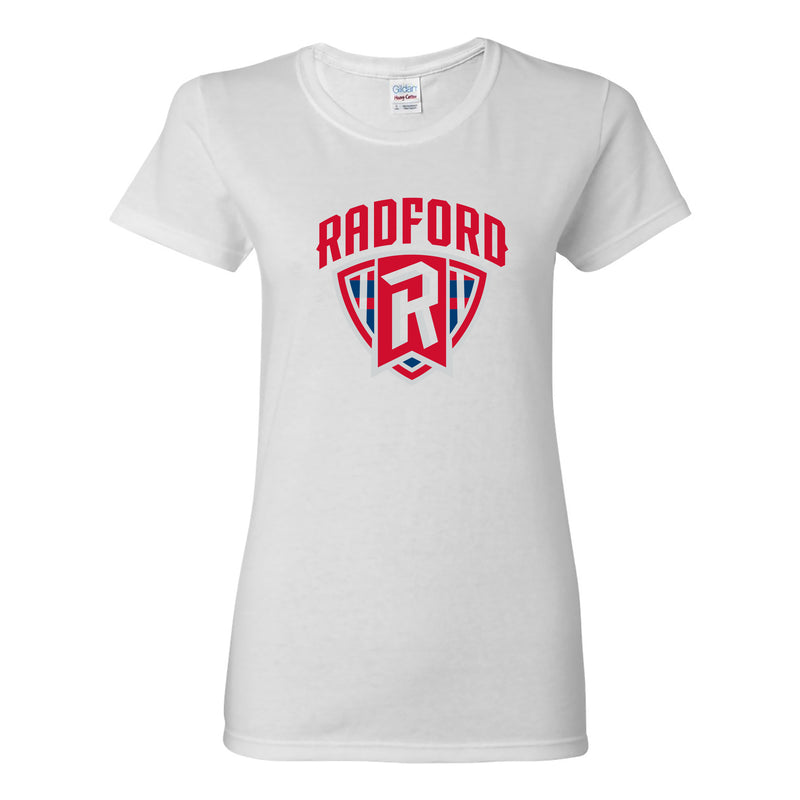 Radford University Highlanders Arch Logo Basic Cotton Short Sleeve Womens T Shirt - White