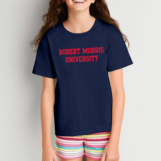 Robert Morris University Colonials Basic Block Short Sleeve Youth T Shirt - Navy