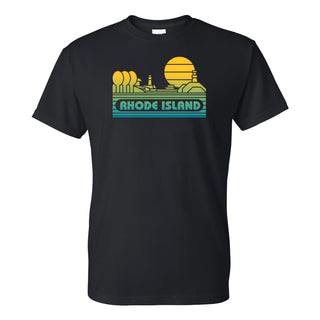 Rhode Island Groovy Sunset T-Shirt - Black