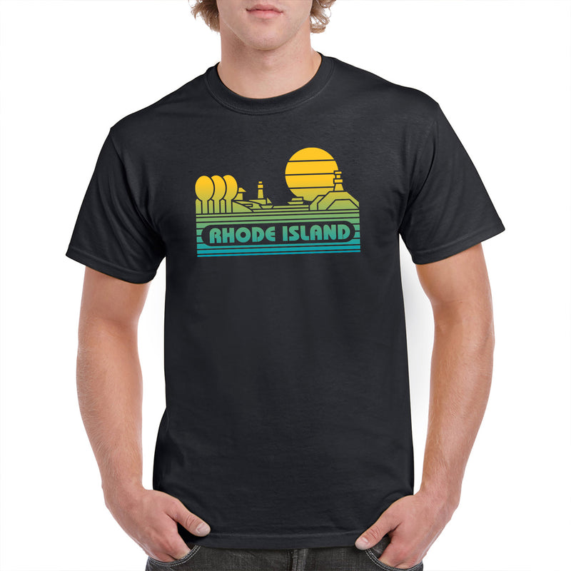 Rhode Island Groovy Sunset T-Shirt - Black