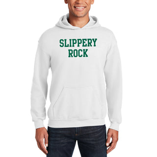 Slippery Rock University The Rock Basic Block Hoodie - White