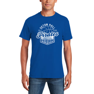 Seton Hall University Pirates Vintage Basketball Shield Short Sleeve T Shirt - Royal