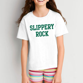 Slippery Rock University The Rock Basic Block Short Sleeve Youth T Shirt - White