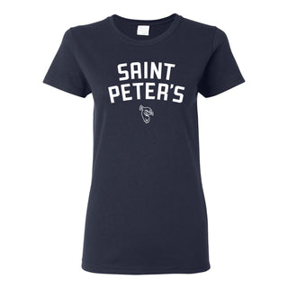 Saint Peter's University Peacocks Arch Logo Womens T-Shirt - Navy