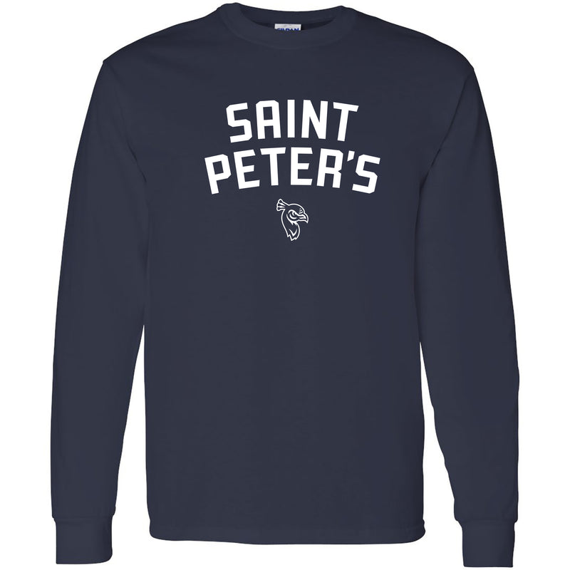 Saint Peter's University Peacocks Arch Logo Long Sleeve - Navy