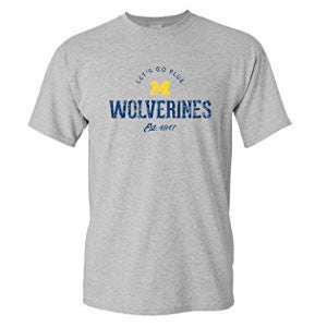 Estimated Arch University of Michigan Basic Cotton Short Sleeve T Shirt - Sport Grey