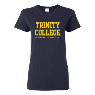 Trinity College Bantams Basic Block Cotton Womens Short Sleeve T Shirt - Navy