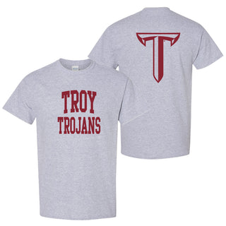 Troy Front Back Print T-Shirt - Sport Grey