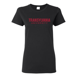 Transylvania University Pioneers Basic Block Womens Short Sleeve T Shirt - Black