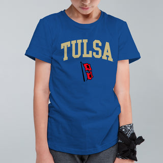 University of Tulsa Golden Hurricanes Arch Logo Cotton Youth T-Shirt - Royal