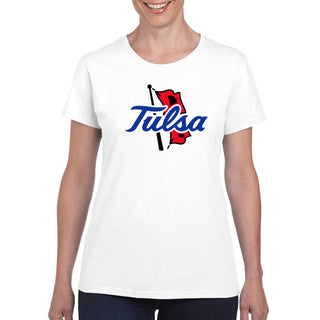 University of Tulsa Golden Hurricanes Primary Logo Cotton Womens T-Shirt - White