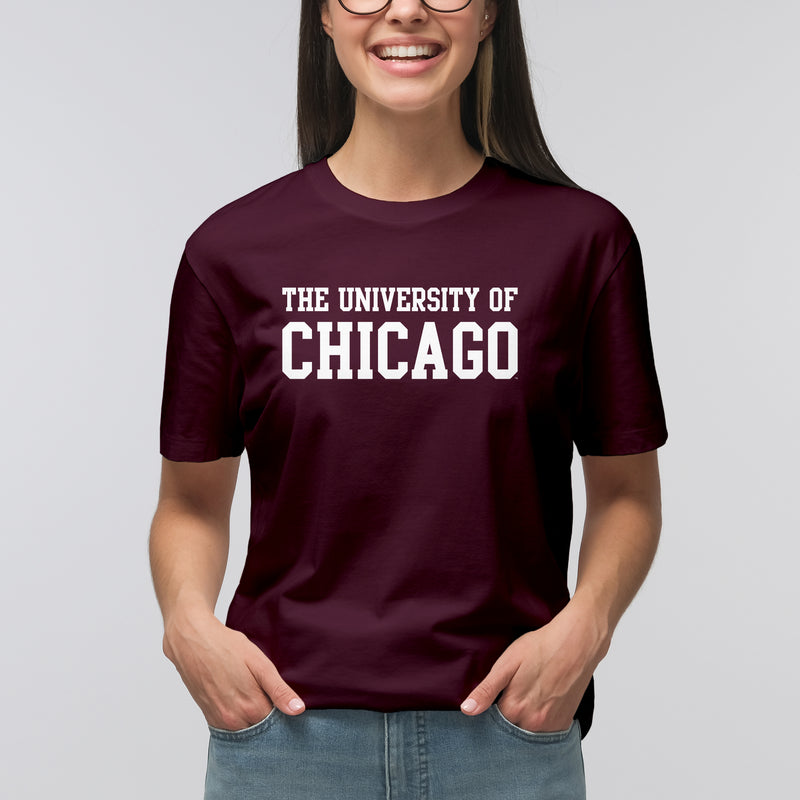 University of Chicago Maroons Basic Block Short Sleeve T Shirt - Maroon