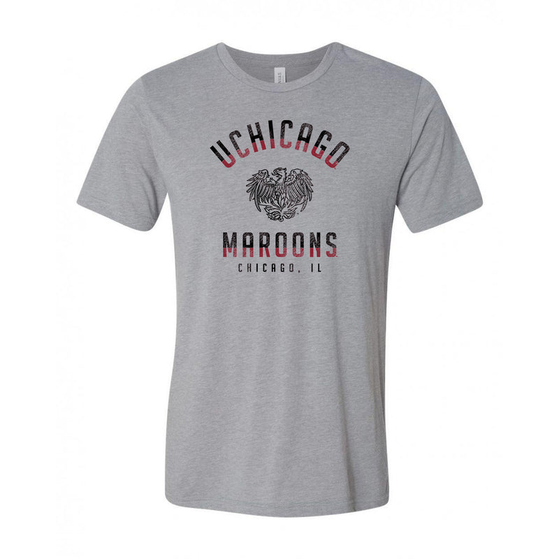 University of Chicago Maroons Division Arch Canvas Triblend Short Sleeve T Shirt - Athletic Grey
