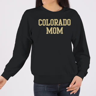 University of Colorado Buffaloes Basic Block Mom Crewneck Sweatshirt - Black