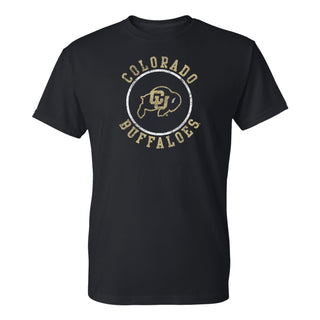 University of Colorado Buffaloes Distressed Circle Logo T Shirt - Black