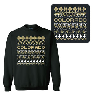 University of Colorado Buffaloes Holiday Ugly Sweater Crewneck Sweatshirt - Black