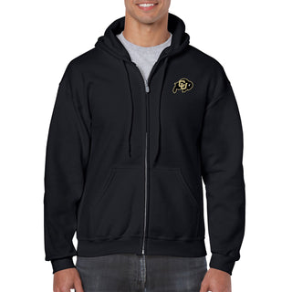 University of Colorado Buffaloes Primary Logo Left Chest Zip Hoodie - Black