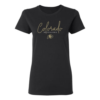 University of Colorado Buffaloes Thin Script Women's T Shirt - Black