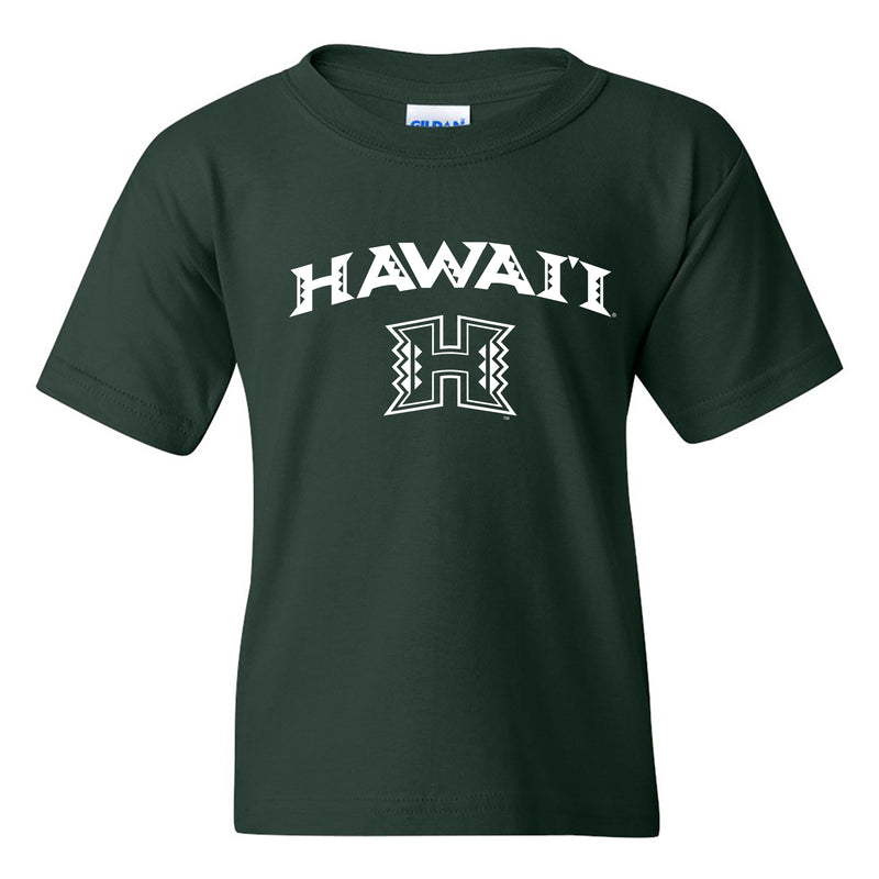 University of Hawaii Rainbow Warriors Arch Logo Cotton Youth T-Shirt - Forest