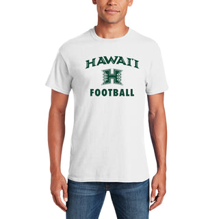 Hawaii Rainbow Warriors Arch Logo Football T Shirt - White