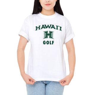 Hawaii Rainbow Warriors Arch Logo Golf T Shirt - White