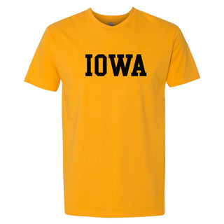 University of Iowa Hawkeyes Arch Logo Premium Cotton Short Sleeve T Shirt - Gold