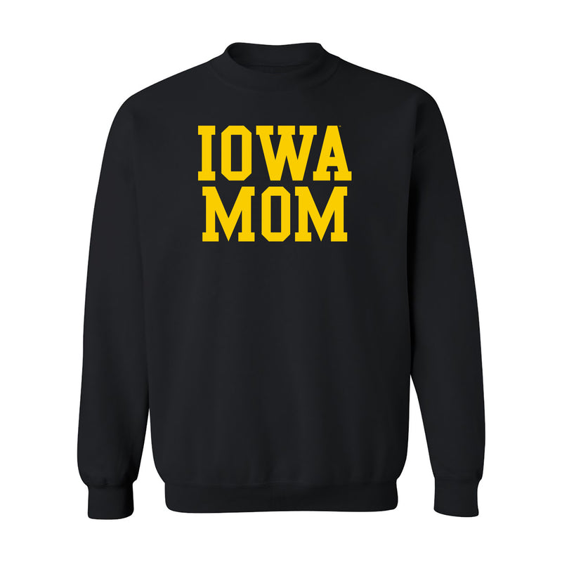 Iowa Hawkeyes Basic Block Mom Crewneck Sweatshirt - Black