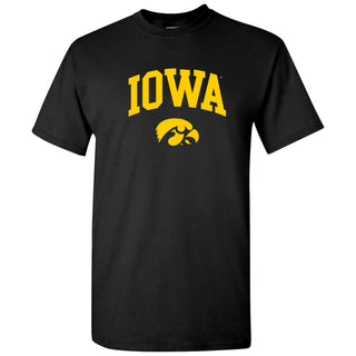 University of Iowa Hawkeyes Arch Logo Cotton Short Sleeve T Shirt - Black