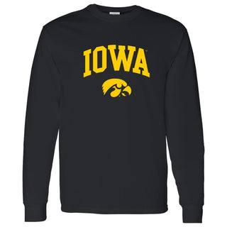 University of Iowa Hawkeyes Arch Logo Cotton Long Sleeve T Shirt - Black