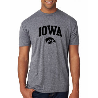 University of Iowa Hawkeyes Arch Logo Triblend Short Sleeve T Shirt - Premium Heather