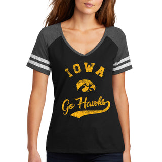 Iowa Retro Script Go Hawks - Black / Heather Charcoal