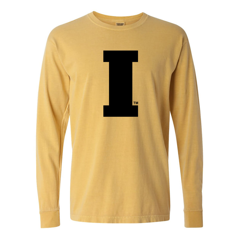 Iowa Block I Comfort Colors Long Sleeve T Shirt - Mustard