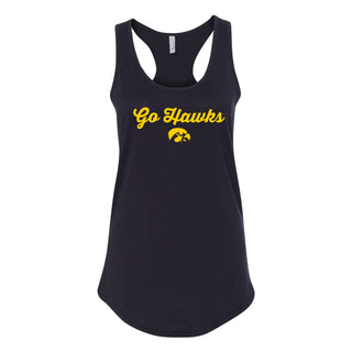 University of Iowa Hawkeyes Spirited Script Next Level Racerback Tank Top - Black