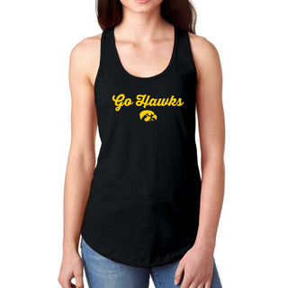 University of Iowa Hawkeyes Spirited Script Next Level Racerback Tank Top - Black