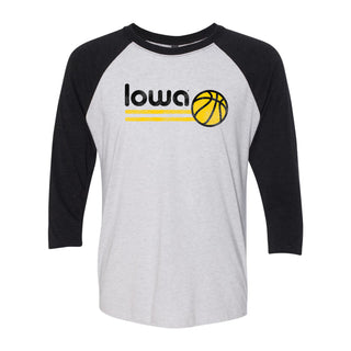 University of Iowa Hawkeyes Basketball Bubble Raglan T Shirt - Heather White/Black