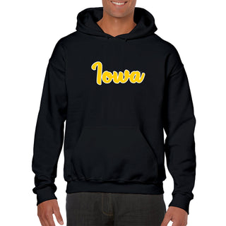 University of Iowa Hawkeyes Basic Script Cotton Heavy Blend Hoodie - Black