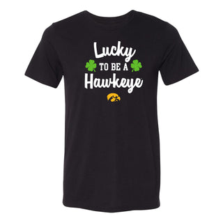 Iowa Hawkeyes Lucky to be a Hawkeye Triblend T Shirt - Solid Black