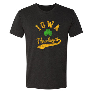 Iowa Hawkeyes Retro Clover Script Triblend T Shirt - Vintage Black