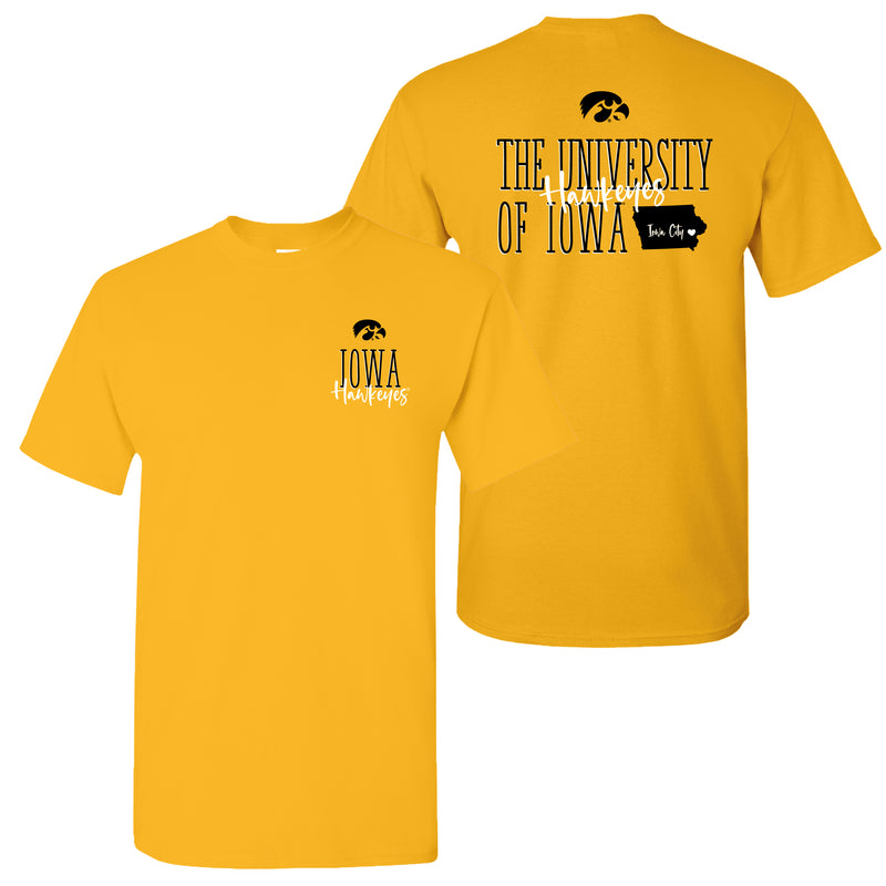 Iowa Tall Type Tag T-Shirt - Gold