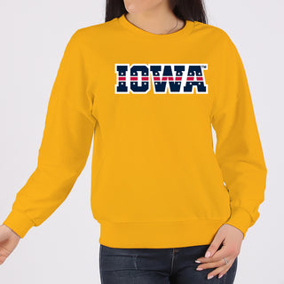 University of Iowa Hawkeyes Patriotic Wordmark, Team Color Crewneck