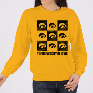 Iowa Hawkeyes Checkerbox Crewneck Sweatshirt - Gold