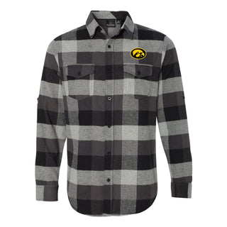 Iowa Secondary Logo LC EMB Burnside Flannel Long Sleeve - Black/Grey