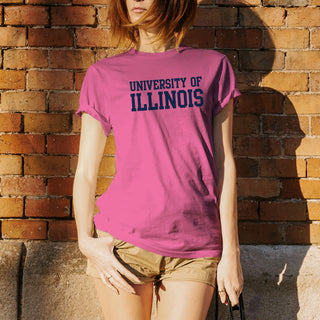 University of Illinois Fighting Illini Basic Block Cotton T-Shirt - Azalea