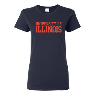 University of Illinois Fighting Illini Basic Block Cotton Women's T-Shirt - Navy