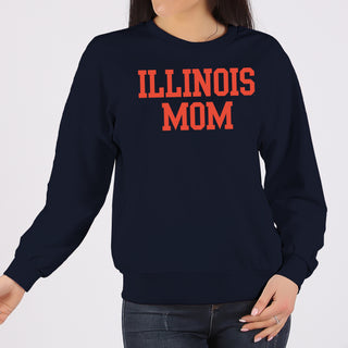 Illinois Fighting Illini Basic Block Mom Crewneck Sweatshirt - Navy