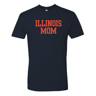 Illinois Fighting Illini Basic Block Mom Premium Cotton T Shirt - Midnight Navy